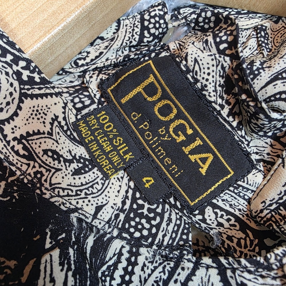 Vtg 100% Silk Top Pogia by d Polimeni Toile Hunting Field Fowl Dark Academia 4 - Picture 10 of 12